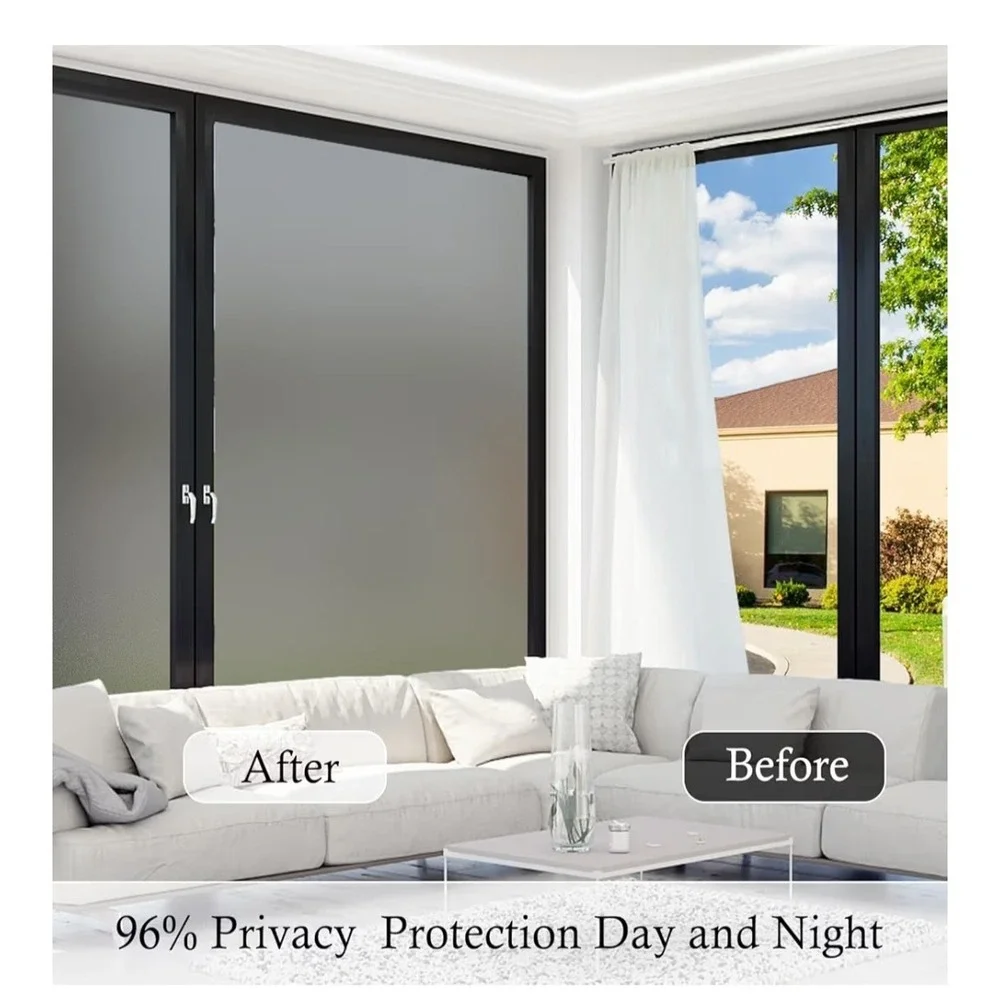 Coavas Window Film Frosted Glass Static Cling Frosting Cover 11.8 x 78.7 In Gray